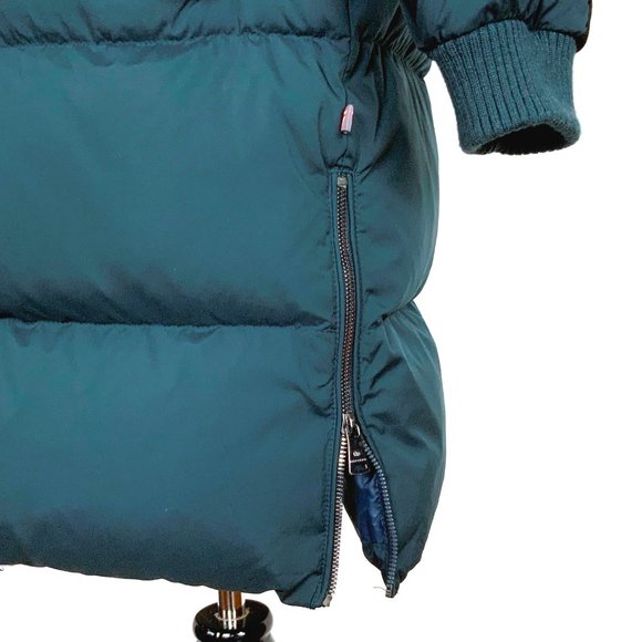 New Bernardo Long Puffer Coat Navy/Teal 60% Duck Down & Feather Fill Size Medium - Picture 8 of 16